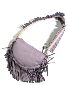 Fringe Mini Slice Shoulder Bag with Fringe Strap