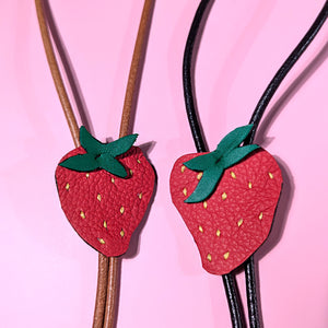 Strawberry Leather Bolo Ties